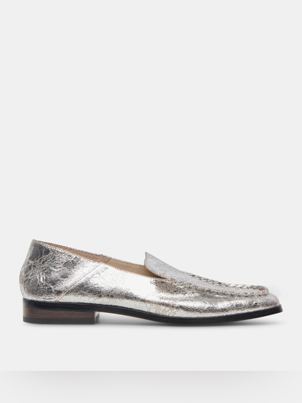 Dolce Vita | Distressed Silver Square Toe Loafer | Beny | 7.5